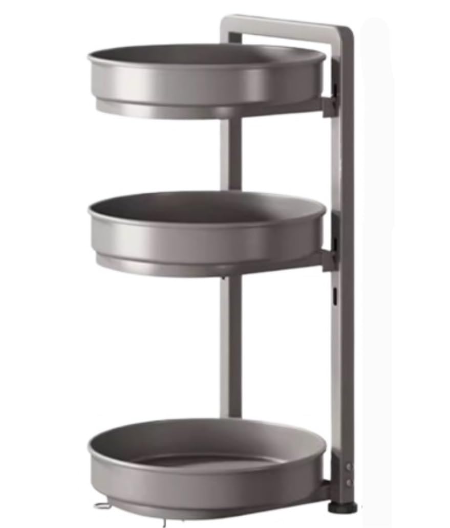 FYIYIEW spice rack, Kitchen Rack Rotating Spice Storage Organizer Carbon Steel Seasoning(3-tiers)