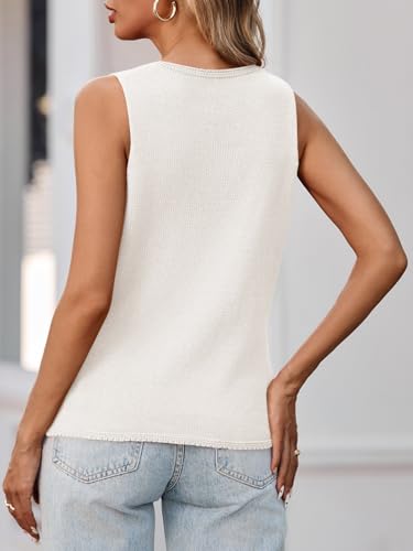 Yousify Womens Sweater Vests Tie Front Knit Vest Summer Ribbed Tank Tops Y2k Cute Vests Fashion Casual Sleeveless Tops White — view 2