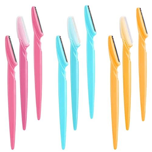Eyebrow Razors Facial Hair Remover Shaver Trimmer Shaper Exfoliating Dermaplaning Blades for Face Dermaplane Razor Eyebrow Razor & Face Shaver for Women and Men - 9 Pcs Multicolor