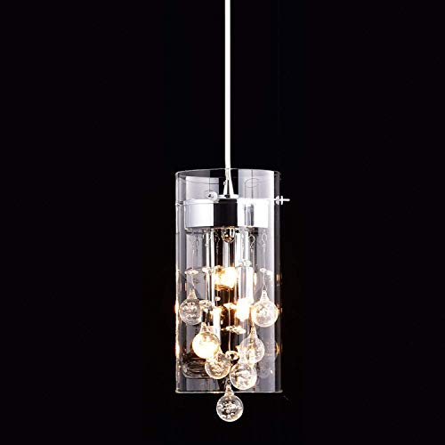 CLAXY Ecopower Mini Kitchen Island Pendant Lighting Modern Glass Crystal Hanging Light Fixture