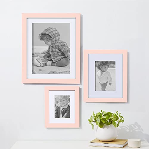 Vecelo 6X8 Picture Frames Set Of 4,8X6 Photo Frames,High Definition Non-Fragile Acrylic Glass Covers With Solid Wood Base For Table Top Display And Wall Collage,Pink #TOP1