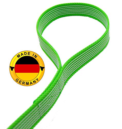 Twinkys Dog Style Schleppleine gummiert mit Sicherheitskarabiner 20 mm breit für Hunde bis 50 kg - MIT Handschlaufe 5 Meter Neon Grün Made in Germany