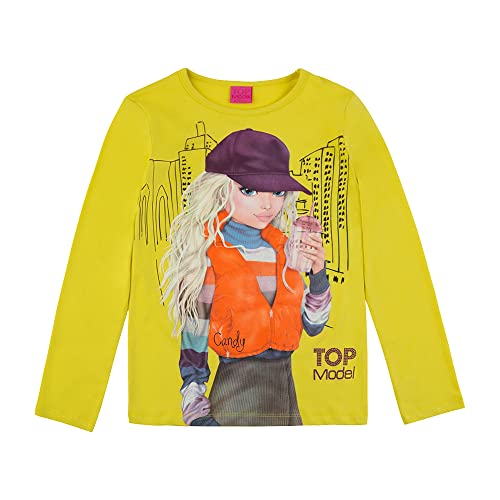 TOP MODEL Niña Camiseta de Manga Larga con Candy 75063 Amarillo, Talla 152, 12 años