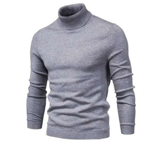 Men’s Slim Fit High Neck Sweater Knitted Pullover Solid Color Warm Turtle Neck Casual Jumper