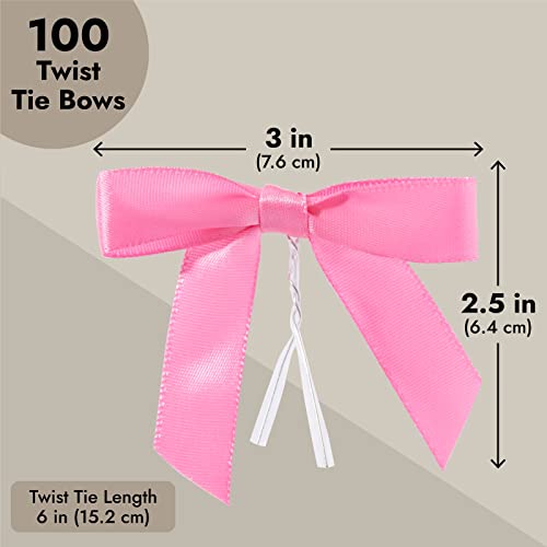image for Juvale 100-Pack Twist Tie Bows - Pink 3