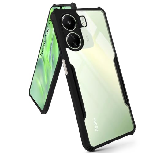 Image of Jkobi Hybrid Back Cover Case for Redmi 13C 4G (Shockproof with Polycarbonate Clear Panel | Professional Black)