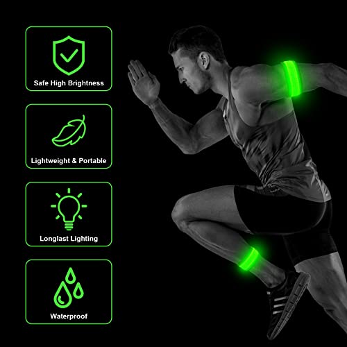 flintronic 2 x LED-Armbänder, wiederaufladbar, USB, Laufarmband, reflektierend, LED, Running, Blinklicht, verstellbar, Sicherheitsarmband, beleuchtet, Sportarmbänder