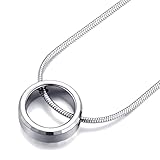 vicima Tungsten Carbide Pendant Necklace for Men and Women Eternity Circle Pendant with Snake Chain,