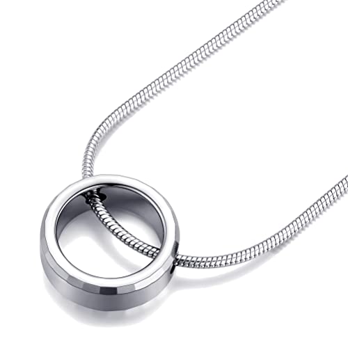 Vicima Tungsten Carbide Pendant Necklace For Men And Women Eternity Circle Pendant With Snake Chain, Silver #TOP3