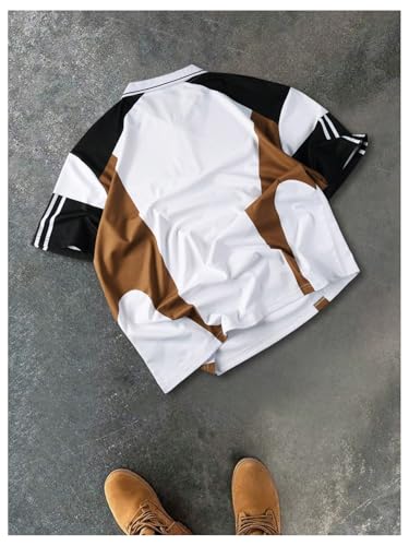 Men's Color Block Short Sleeve Golf Shirts Button Collared Business Work Athletic Tennis Shirt2