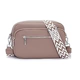 RQJZ 26x18cm Sac Bandouliere Femme Petit avec Large Sangle Sac à Main en Cuir Vegan Élégan...