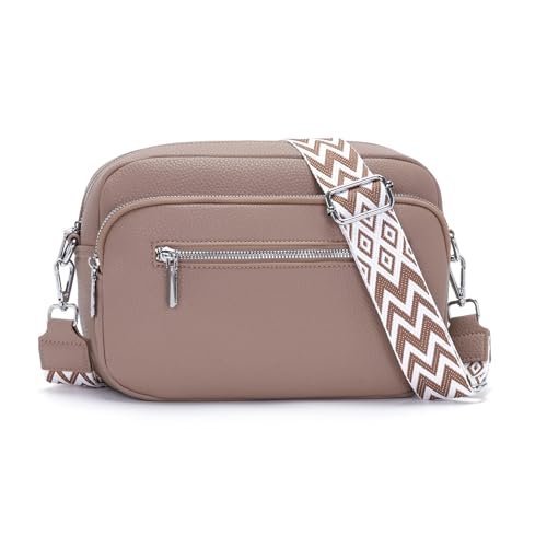 RQJZ 26x18cm Sac Bandouliere Femme Petit avec Large Sangle Sac à Main en Cuir Vegan Élégant Sac Bandoulière Femme Ajustable pour Quotidien & Voyage Rouge...