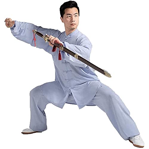SUNMME Ropa de Tai Chi, Trajes para Mujeres y Hombres, Uniformes de Artes Marciales, Entrenamiento de Qi Gong y Taekwondo, Unisex, Talla Grande (Gris 4XL)