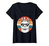 Photo Gallery donna cool retro llama design llama indossare occhiali da sole maglietta con collo a v Photo Gallery donna cool retro llama design llama indossare occhiali da sole maglietta con collo a v