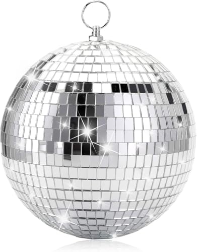 15CM Spiegelkugel,Discokugeln mit hängendem Ring,Silber DiscokugelDiscokugel Deko Aufhängen,ideal für Partys oder DJ-Lichteffekt,Weihnachtsfoto-Requisiten