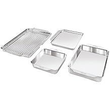 All-Clad Stainless Steel Baking Pans 5-Piece Set-Tri-ply Bonded for Consistent Baking- Includes Square and Rectangular Baking Pans, Baking Sheets, Cooling Rack- Professional Stainless Steel Bakeware