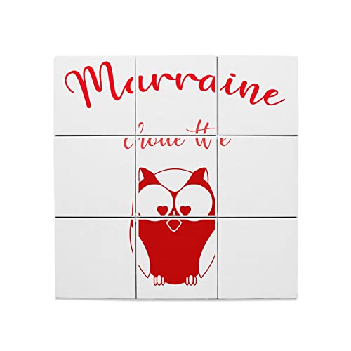 Carreaux céramique chouette hibou décoration murale 45x45 cm de 9 pièces