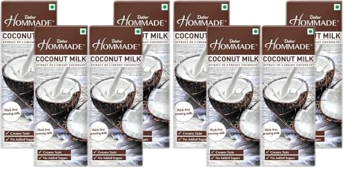 Image of Dabur Hommade Coconut Milk - 800ml (200ml x 4) | Extract of 2 Creamy Coconuts | No Added Sugar | Creamy Taste (Pack of 2)