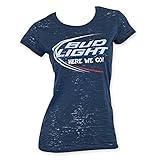 Bud Light Women's Navy Burnout Tee Shirt,Xx-large,blue