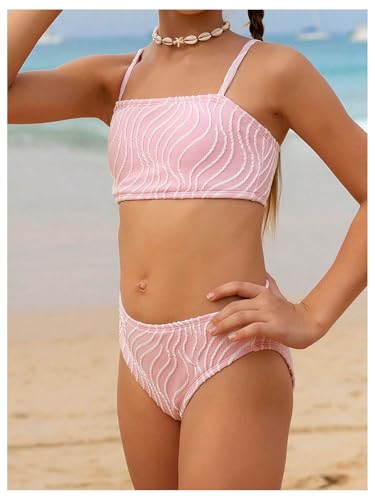 SOLY HUX Girl's Two Piece Swimsuit Textured Spaghetti Strap Bikini Set Bathing Suit3