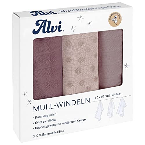 Alvi Curly Dots 939230402 Mullwindeln Curly Dots 80 x 80 cm, 3 Stück