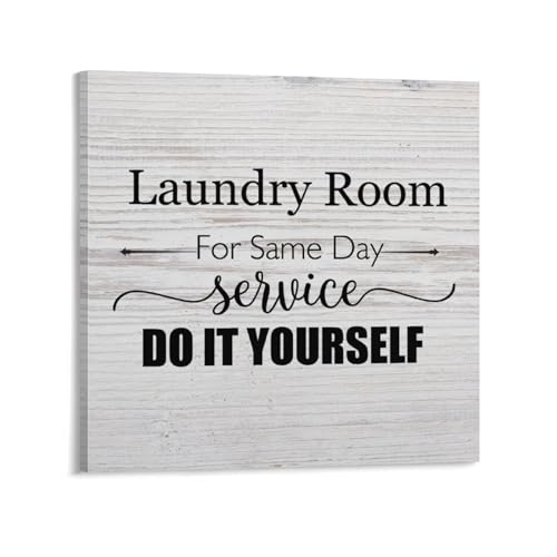 Leinwandbild, Zitate, 30,5 x 30,5 cm, Waschküche für den selben Tag, "Do It Yourself", Leinwanddruck, fertig zum Aufhängen, rustikales Wandschild, Poster für Zuhause, Büro, Wohnzimmer, Schlafzimmer,