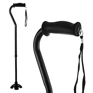 LIXIANG Foldable Offset Walking Cane Floral Printed 5-Level Adjustable Height Portable Self-Standing Walking Stick with 2 Cane Tips Soft Foam Handle for Seniors Women Ladies Adult Leg Injuried People