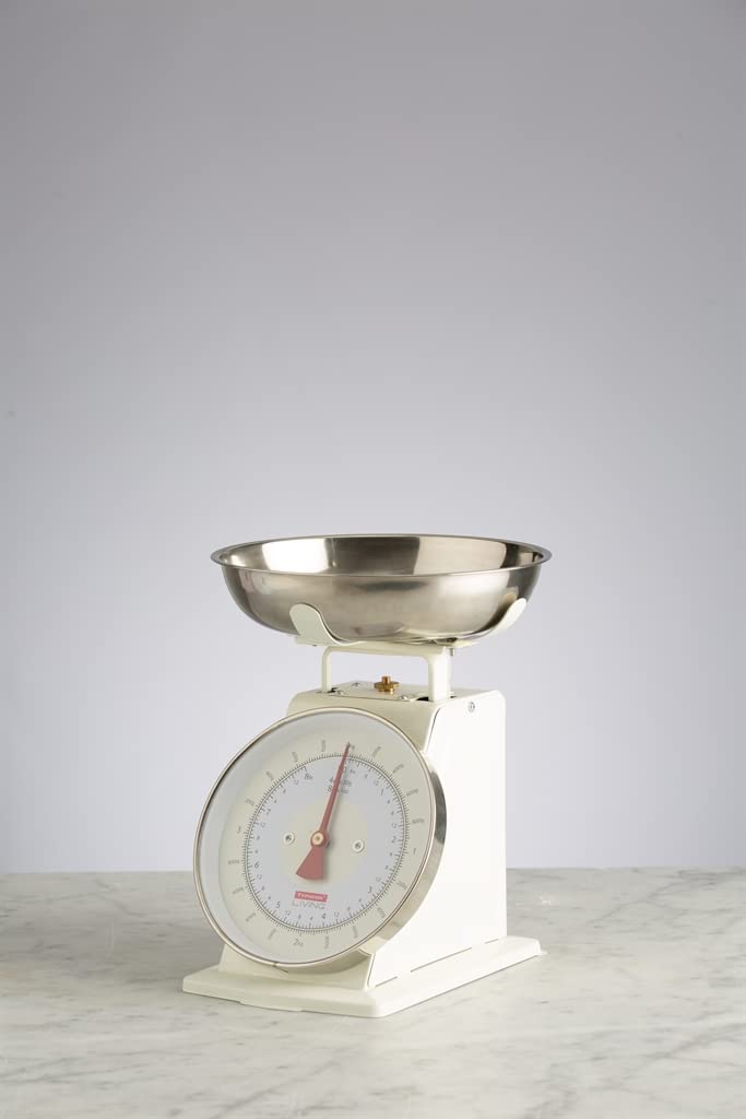 Typhoon Living Küchenwaage, analoge Anzeige, Edelstahl, cremefarben | mechanische Waage zum Backen