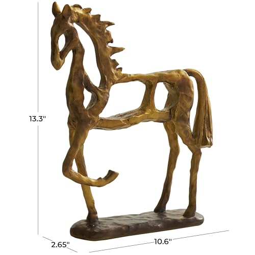 Escultura Decorativa de Caballo Dorado de Polystone 11"x3"x13" miniatura 6
