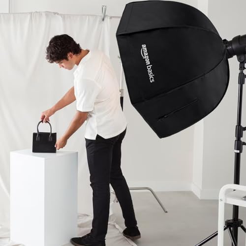 Amazon Basics Octa Softbox | Soft Lighting | Collapsible and Portable | Diffuser Included | for Speedlites for Portrait Photography (80 cm, Black) - Image 6