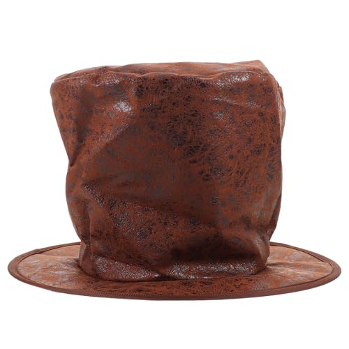 MAGICLULU Sombrero de Copa Alto Marrón de Terciopelo para Hombre, Disfraz de Mago, Steampunk y Victoriano, Accesorio para Fiesta y Actuación, Sombrero Vintage Transpirable para Cosplay