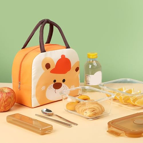 Image of Eco-Friendly Insulated Lunch Bag with Smart Organizer for Office, School, Gym & Outdoor - Reusable, Durable, and Stylish Storage for Men, Women, and Kids (Cartoon)