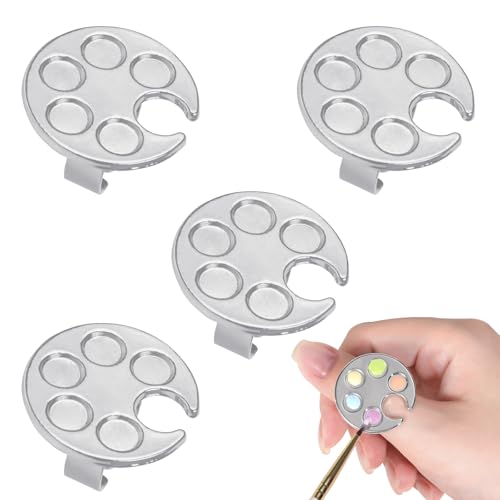 Image of 4 Pack Mini Nail Paint Art Palette Finger Rings Metal Manicure Palette Tools Makeup Palettes