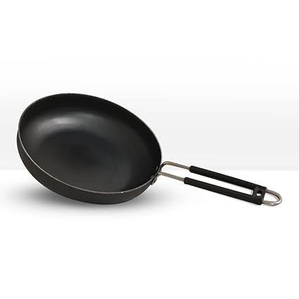Soromito Pre-Seasoned Iron Flat Frypan 8.5 inch,1.60 mm |1Ltr|Loha Frypan|Non Toxic|Gas & Induction-Friendly|Balck| Multi-Purpose Cookware
