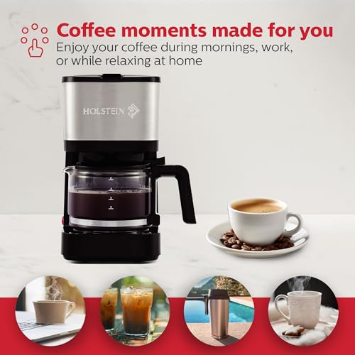 Holstein Housewares Simply Brew Stainless Steel Drip Coffee Maker 5 Cup Coffee with Reusable Filter, Drip Free, Dishwasher Safe Pot, Black by Holstein Housewares - Image 4