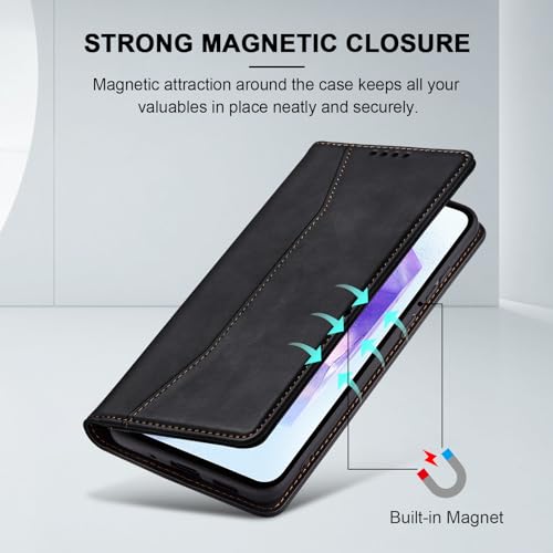Image of Jasonyu Flip Wallet Case for Samsung Galaxy A55,Black
