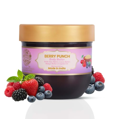 Image of RYLLZ ESSENTIALS Berry Punch Body Butter | with Shea Butter, Cocoa Butter, Mango Butter, Niacinamide & Jojoba Oil| for 48Hrs Moisturisation, Stretch Marks, Dry /Itchy Skin & Uneven Skin Tone | 200 ml