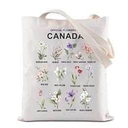 ZJXHPO Official Flowers Of Canada Tote Bag Canada Provincial Flower Reusable Grocery Shopping Bag State Flower Handbag