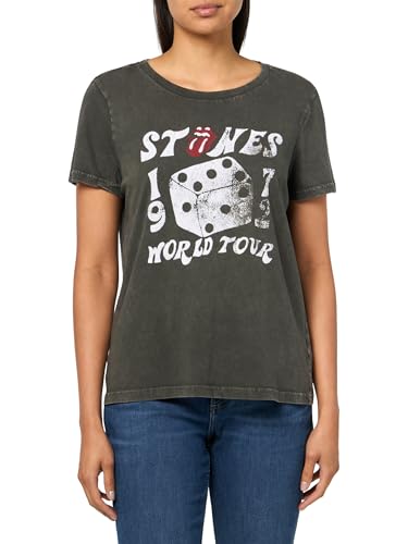 T-shirt Lucky Brand Rolling Stones pour femme coupe classic crew noir