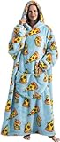 Hooded Blanket Sweatshirt Oversized Pullover Damen Riesige Fronttasche Plüsch Tragbare Decke mit Ärmeln Verlängert Übergroße Decken Hoodie Warme Schlafanzug(Einheitsgröße,Pizza)