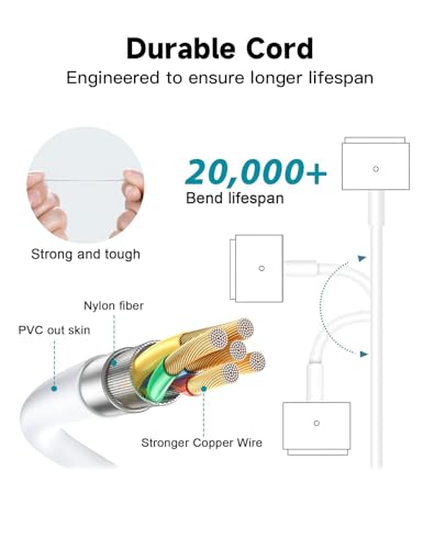 45W MacBook Air Ladegerät, T-Tip-45-W-Adapter, Schnellladefunktion kompatibel mit 11-Zoll- und 13-Zoll-MacBook-Air-Modellen von 2012 bis 2017, geeignet für die Modelle A1435, A1436, A1465,A1466
