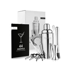 Camium® Cocktail Set [Inkl. Rezeptbuch mit 44 Rezepten] Cocktail Shaker Set [XXL Shaker 750ml] – Edelstahl