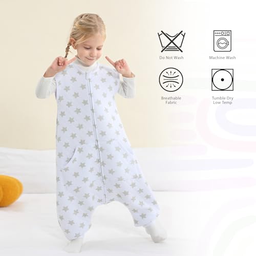 Image of WONDAY Toddler Sleep Sack with Feet, 1.0 Tog Lightweight Sleeping Sacks for Walking with Legs,12Months 2T