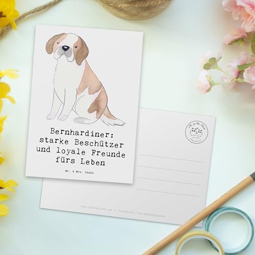Mr. & Mrs. Panda Postkarte Bernhardiner Treue - Geschenk, spruchkarte, Postkarten, Familienhund, Hundeliebhaber, Ruhe, Spaziergang, Familienmitglieder, Hunderasse, Ansichtskarte, Ansichtskarten, Hunde