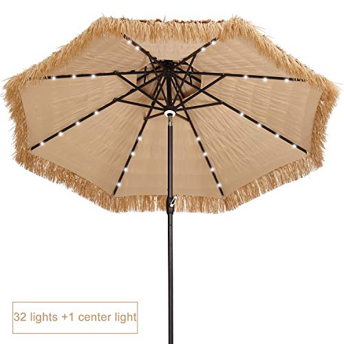 Patio Lawn Garden Umbrellas Aclumsy 6 5 Thatch Patio Tiki Umbrella With Tilt No Base Tropical Palapa Raffia Tiki Hut Hawaiian Hula Beach Umbrella