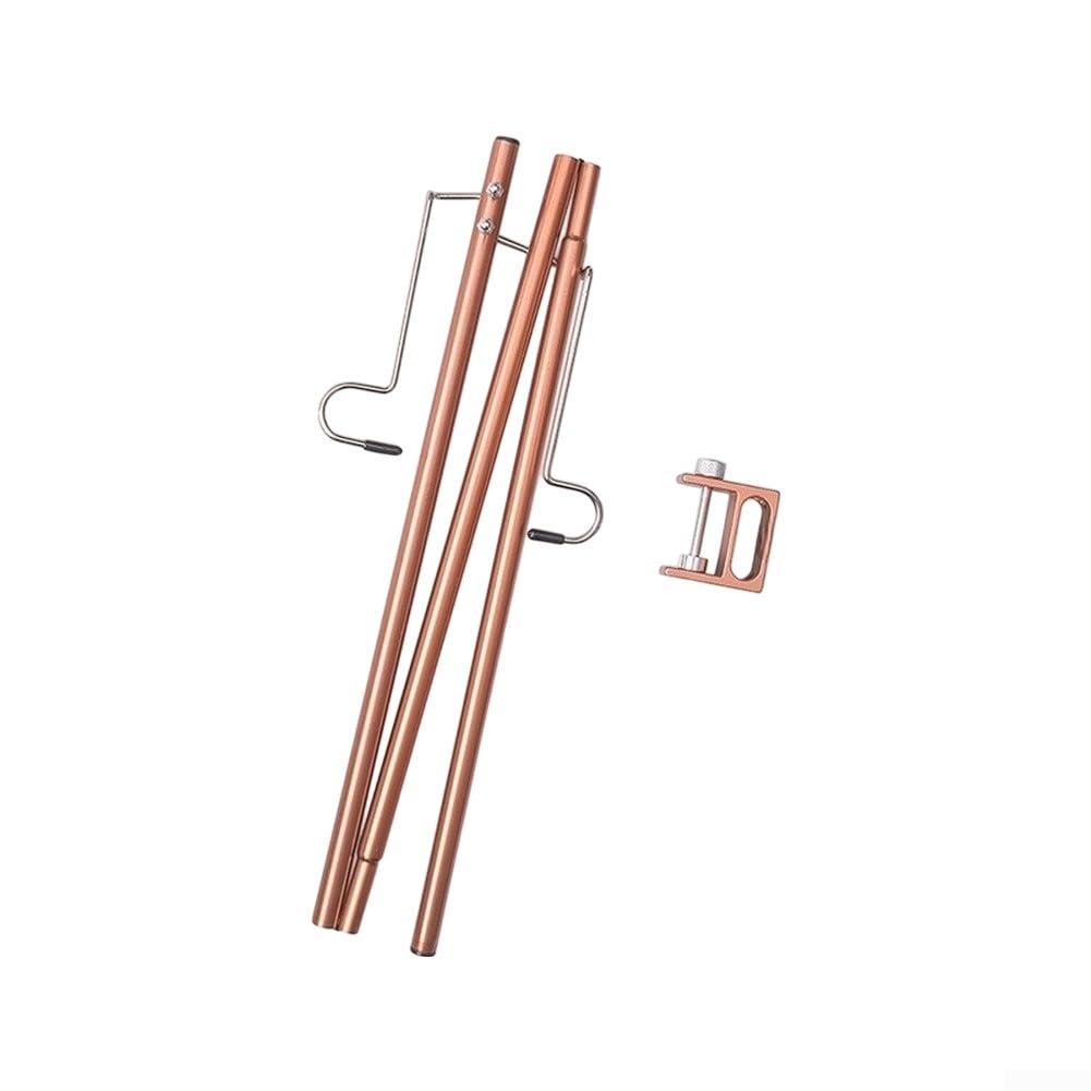 Adjustable Camping Lantern Pole with Multi Hook for Tent Light Stand - for aluminium Alloy Portable Hanger for Outdoor Fishing(Dual-head Coffee)