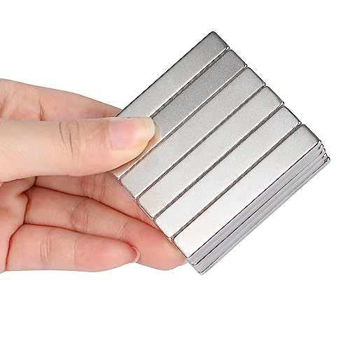 Image of MIKEDE Strong Neodymium Magnets Rectangular Magnetic Small Powerful Rare Earth Magnet for Crafts Refrigerator Office Classroom Kitchen 60x10x3 mm Silver 30 Pack