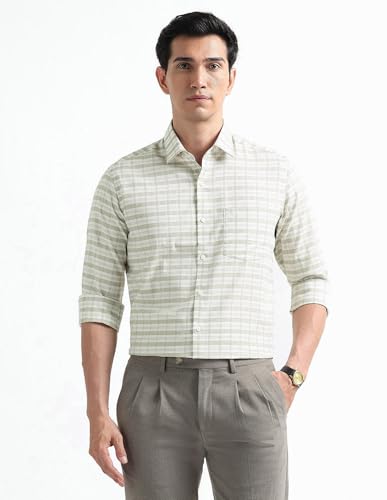 Image of Arrow Checked Slim Fit Mens Formal Shirt - Cotton, Breathable & Comfortable, Full Sleeves Shirts for Men