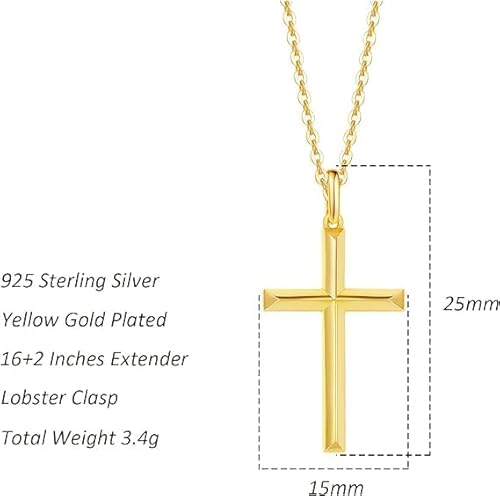 Collar de plata 925 con colgante de crucifijo dorado