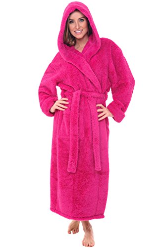 Image of Alexander Del Rossa Womens Fluffy, Fuzzy Robe for Women,Women's Long Hooded Robes, Plus Size
